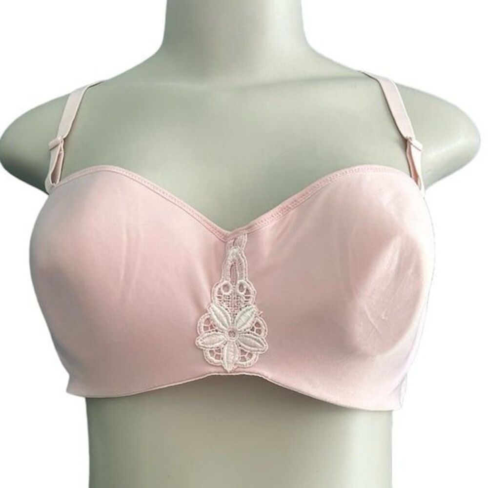 Pink Adjustable Strap Strapless Underwire Molded Cup Bra Size 38D